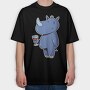 Rhinoceros With Wine Rhino, Tricou Oversize Barbati (Unisex)