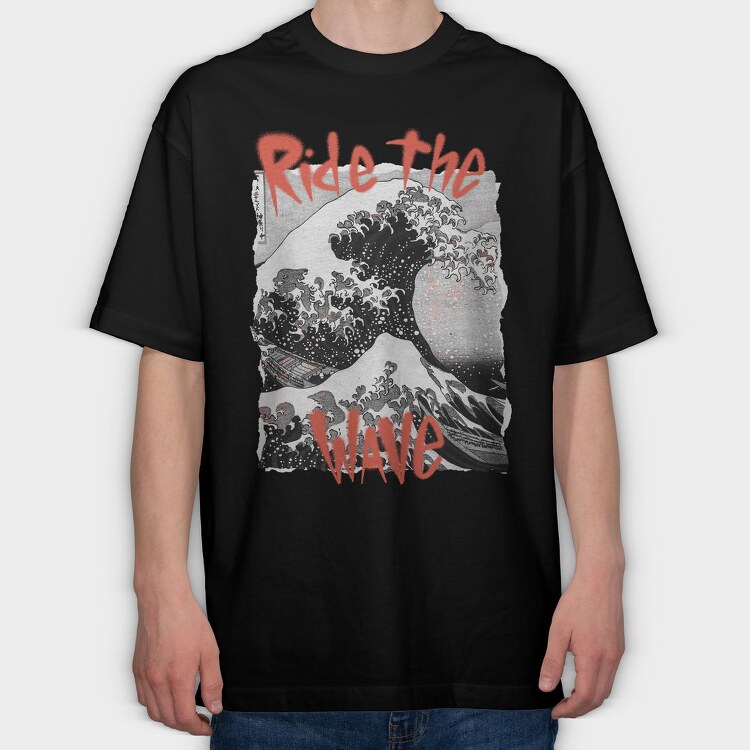 Ride The Wave Art, Tricou Oversize Barbati (Unisex)
