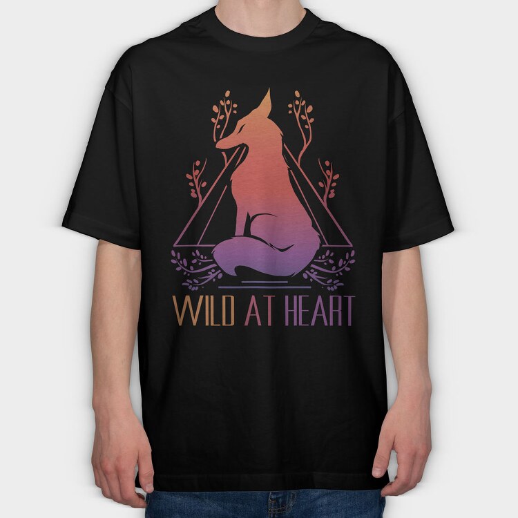 Wild At Heart Fox Dark Animals, Tricou Oversize Barbati (Unisex)
