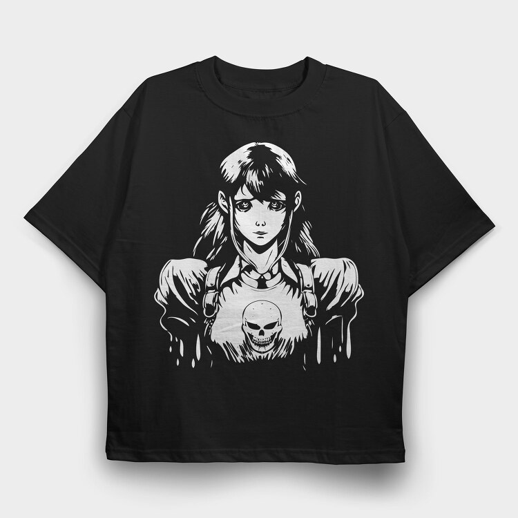 Anime Nightmare Girl, Tricou Oversize Barbati (Unisex)