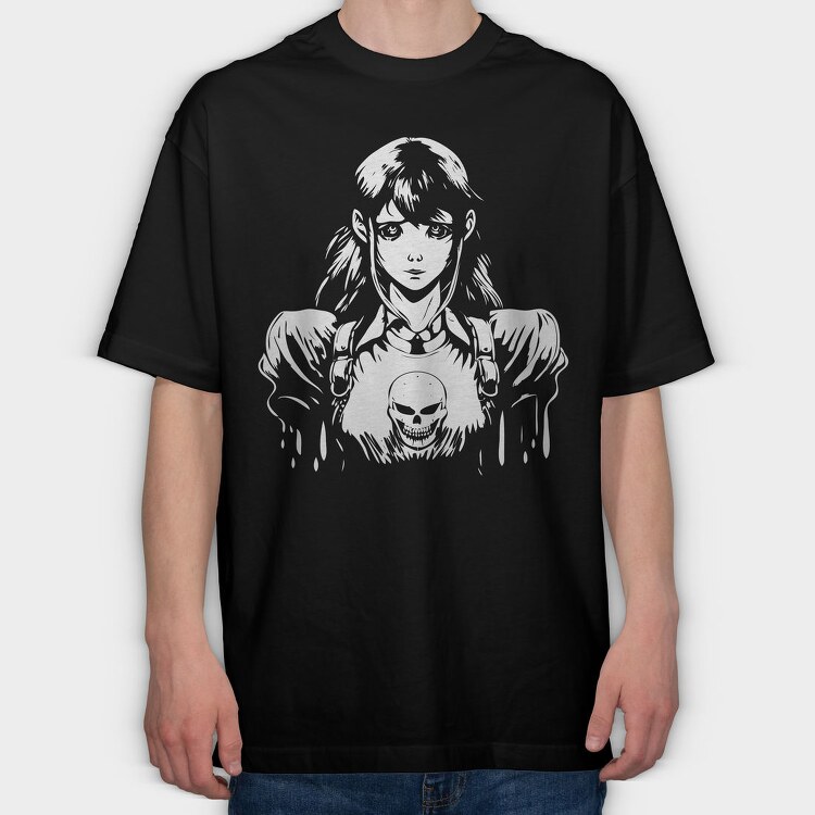 Anime Nightmare Girl, Tricou Oversize Barbati (Unisex)