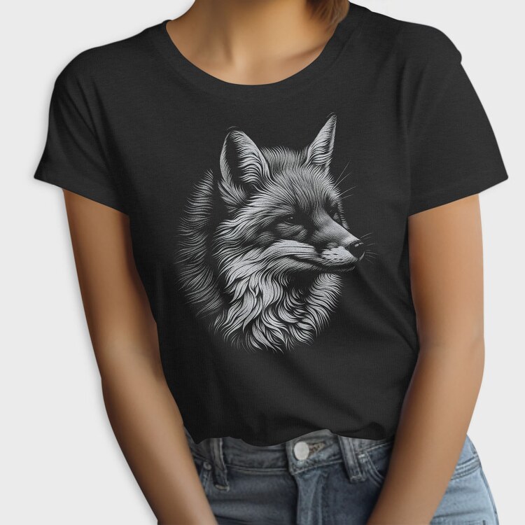 Wild Fox Monochromatic Portrait, Tricou Femei
