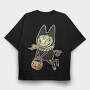 Demon Cat Illustration, Tricou Oversize Barbati (Unisex)