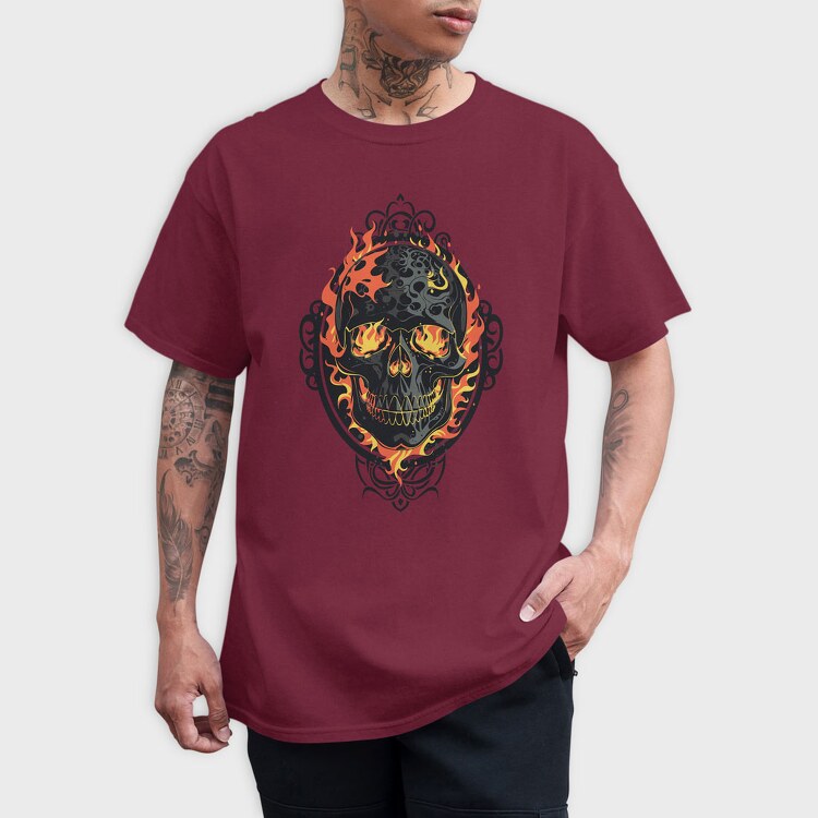 Gothic Skull on Fire, Tricou Barbati (Unisex)