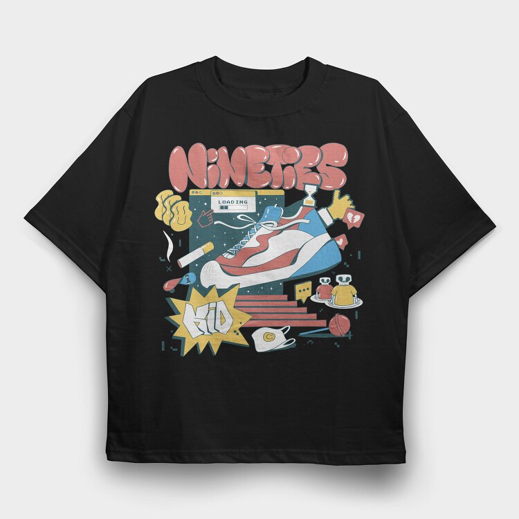 Nineties 90S Kid Retro 1, Tricou Oversize Barbati (Unisex)