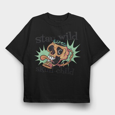 Wild Skull Child, Tricou Oversize Barbati (Unisex)