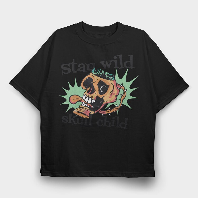 Wild Skull Child, Tricou Oversize Barbati (Unisex)