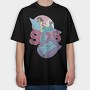 Nineties Pink 90S Anime Girl, Tricou Oversize Barbati (Unisex)