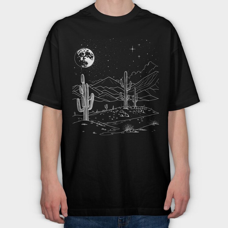 Desert And Cactus, Tricou Oversize Barbati (Unisex)