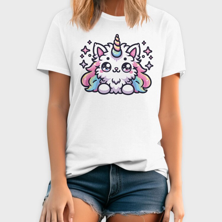Unicorn Cat Kawaii Main Coon, Tricou Barbati (Unisex)