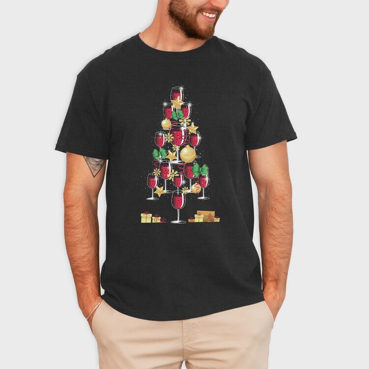 Wine Christmas Tree 001, Tricou Barbati (Unisex)