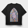 Unicorn Church Window, Tricou Oversize Barbati (Unisex)