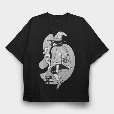 Cartoon Wizard Girl Fantasy Cool Club, Tricou Oversize Barbati (Unisex)