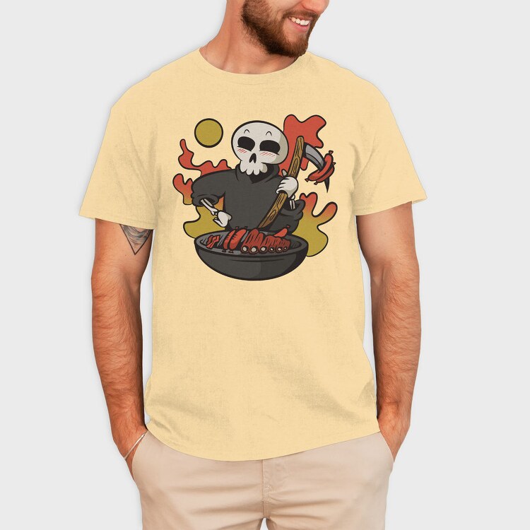 Grim Reaper Cooking Grill Grimp Bbq, Tricou Barbati (Unisex)