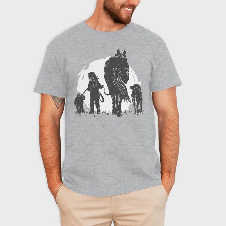 Girl And Animals, Tricou Barbati (Unisex)