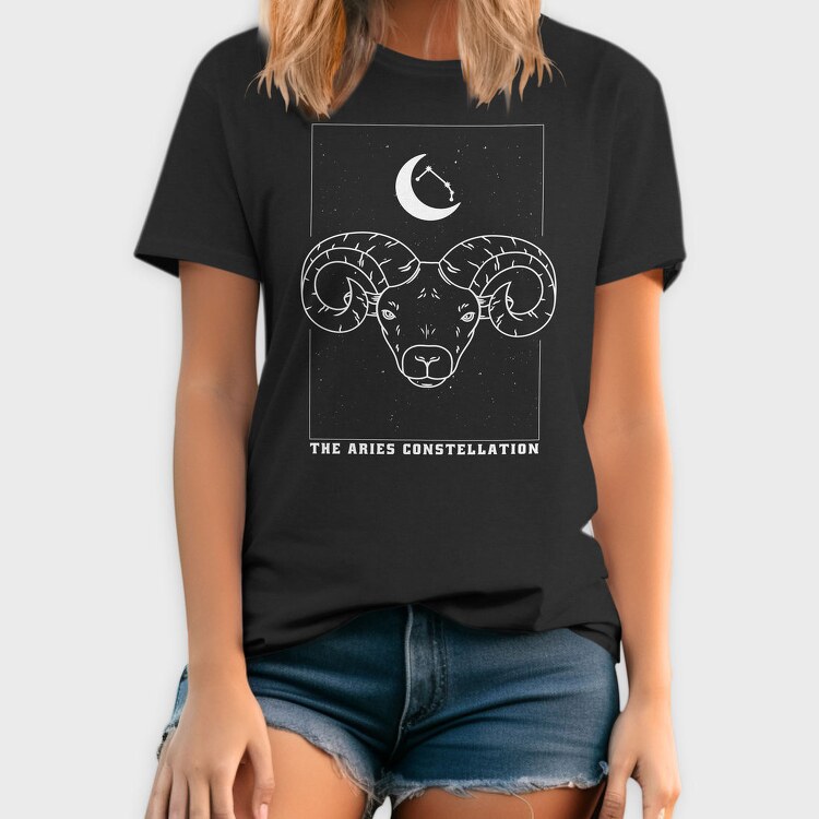 Aries Constellation Zodiac Line Art, Tricou Barbati (Unisex)