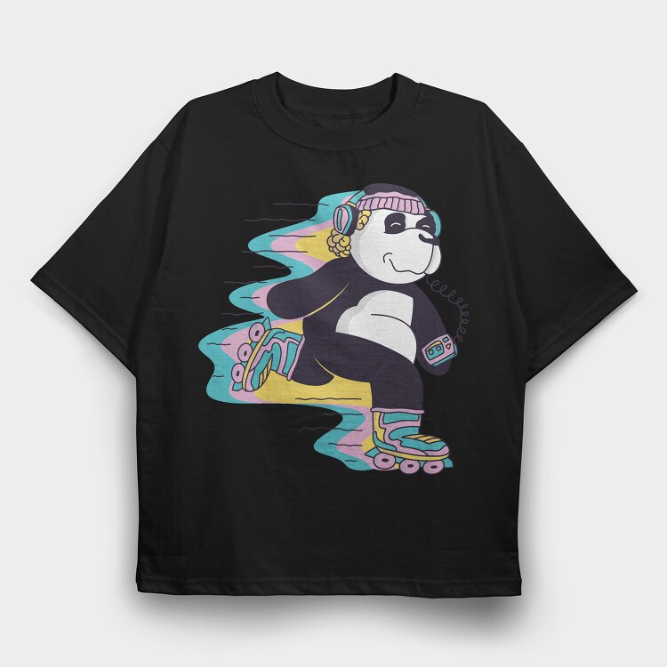 Roller Skating Panda, Tricou Oversize Barbati (Unisex)