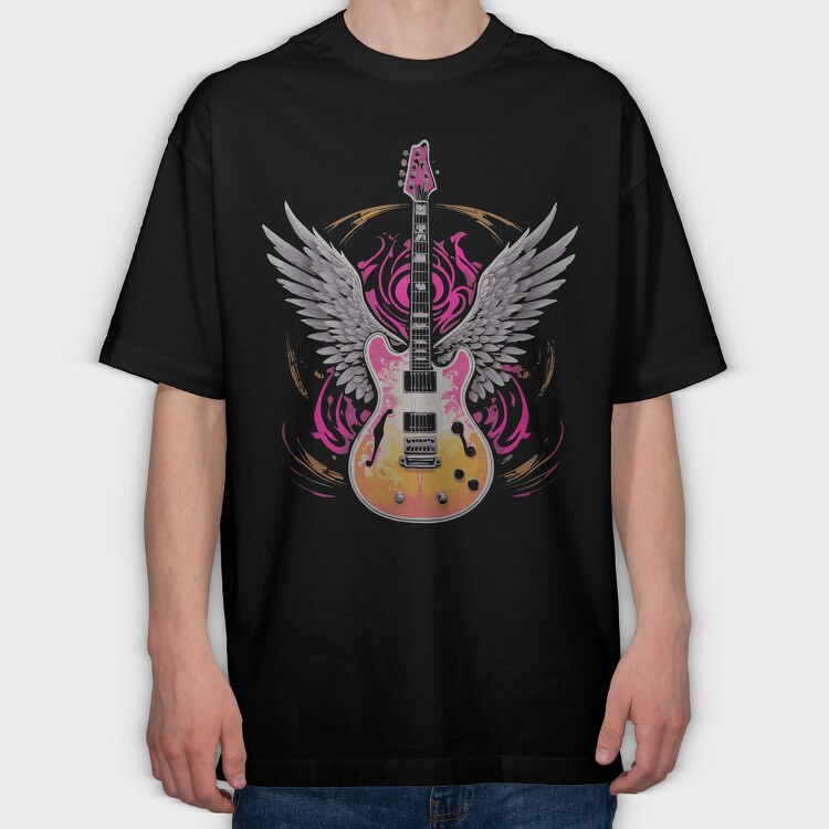 Winged Guitar Rock, Tricou Oversize Barbati (Unisex)