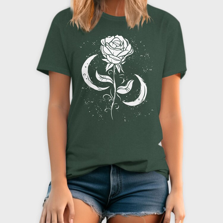 Romantic Rose And Moon, Tricou Barbati (Unisex)