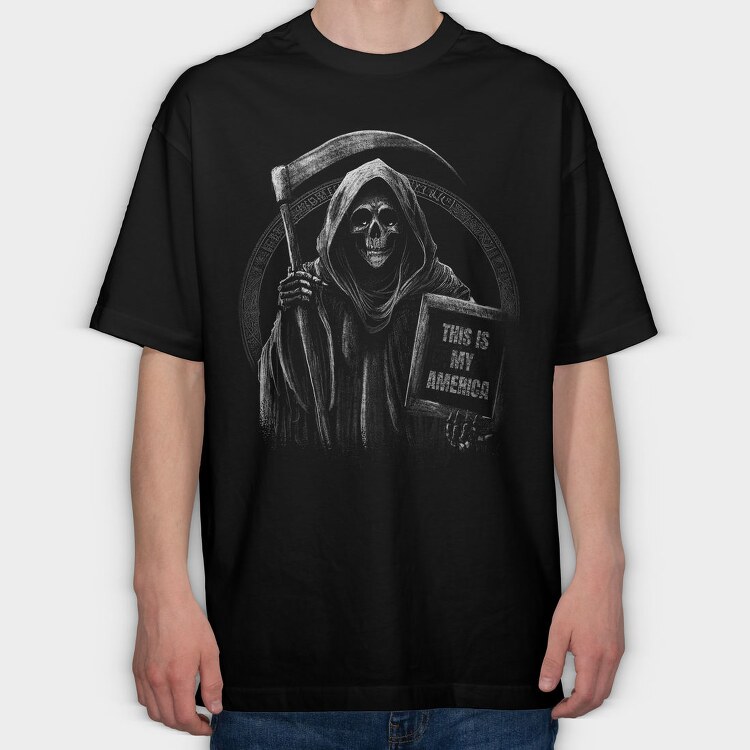 Grim Reaper Humor Sign, Tricou Oversize Barbati (Unisex)