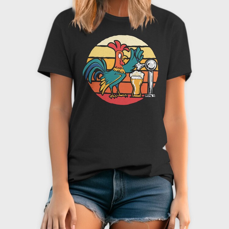 Rooster Beer In A Bar, Tricou Barbati (Unisex)
