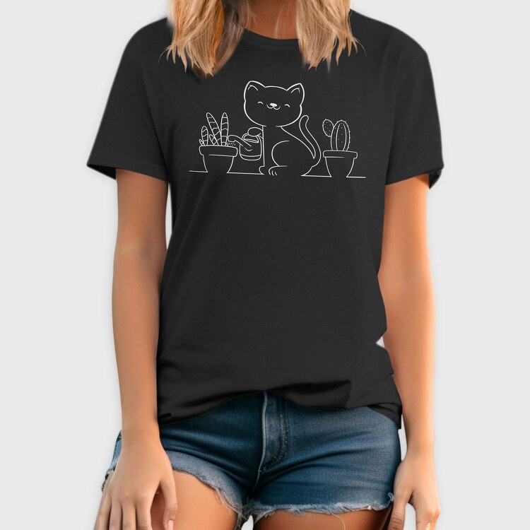 Cat And Plants (2), Tricou Barbati (Unisex)