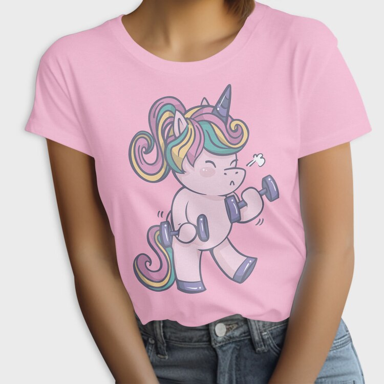 Unicorn Lifting Weights Kawaii Working Out, Tricou Femei