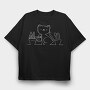 Cat And Plants (2), Tricou Oversize Barbati (Unisex)