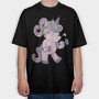 Unicorn Lifting Weights Kawaii Working Out, Tricou Oversize Barbati (Unisex)