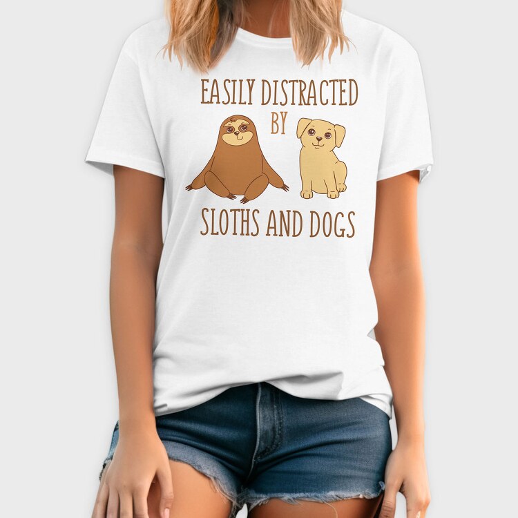 Distracted Sloths And Dogs, Tricou Barbati (Unisex)