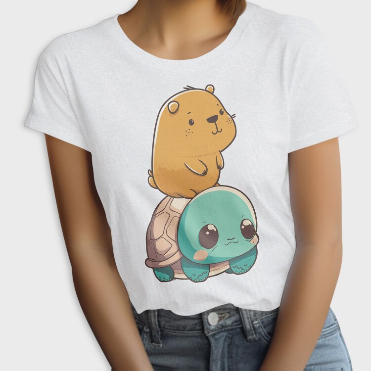 Kawaii Capybara and Turtle, Tricou Femei