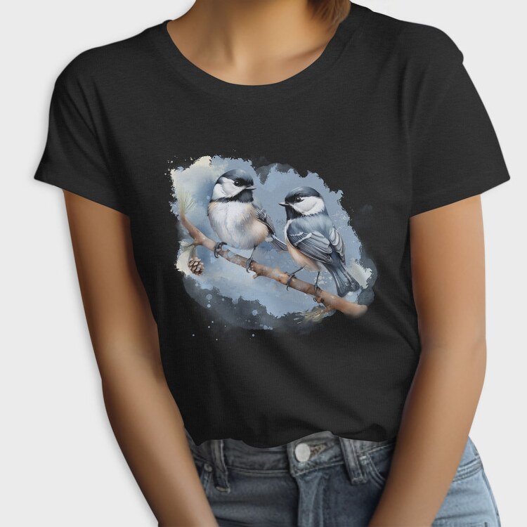Winter Chickadee Birds, Tricou Femei