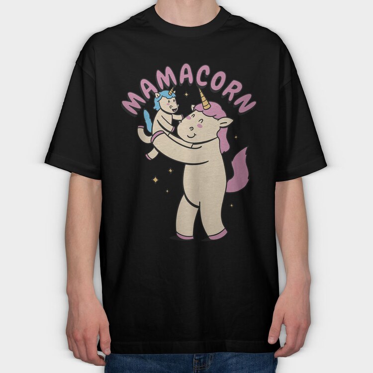 Unicorn Mother And Baby Mamacorn, Tricou Oversize Barbati (Unisex)