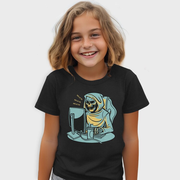 Grim Reaper Working From Home Skull, Tricou Copii