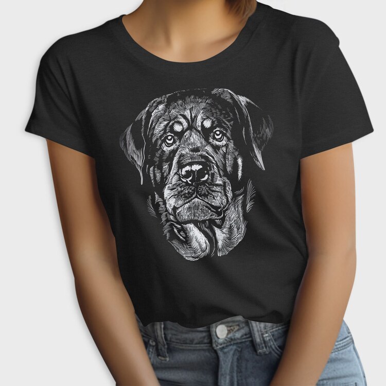 Rottweiler Dog Breed Portrait, Tricou Femei