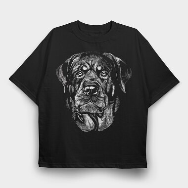Rottweiler Dog Breed Portrait, Tricou Oversize Barbati (Unisex)