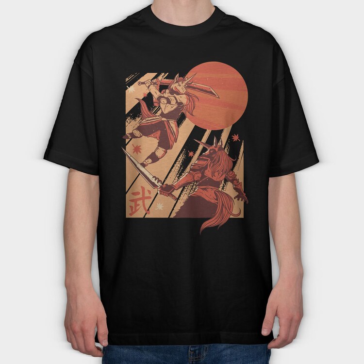 Unicorn Samurai Warriors, Tricou Oversize Barbati (Unisex)