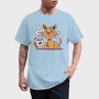 Cat Drinking Coffee, Tricou Barbati (Unisex)