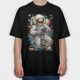 Astronaut Gamer In Cosmic Hues, Tricou Oversize Barbati (Unisex)