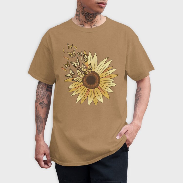 Sunflower and Butterflies, Tricou Barbati (Unisex)