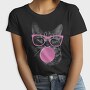 Sunglasses Cat Bubblegum Monochrome, Tricou Femei