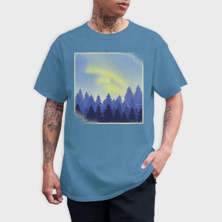 Aurora Borealis Landscape Winter Forests, Tricou Barbati (Unisex)