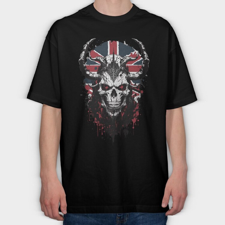 Union Jack Skull, Tricou Oversize Barbati (Unisex)