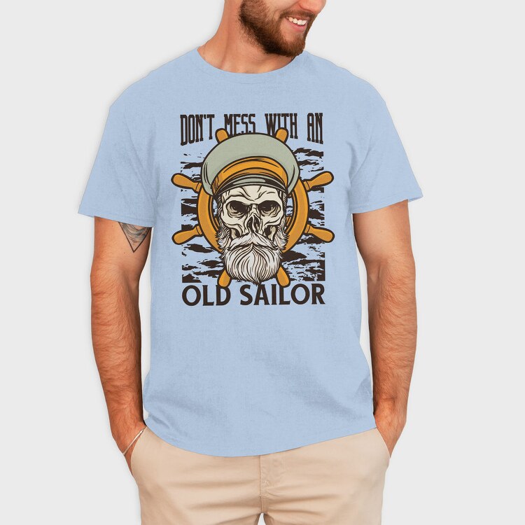 Sailor Skull Captain Illustration, Tricou Barbati (Unisex)