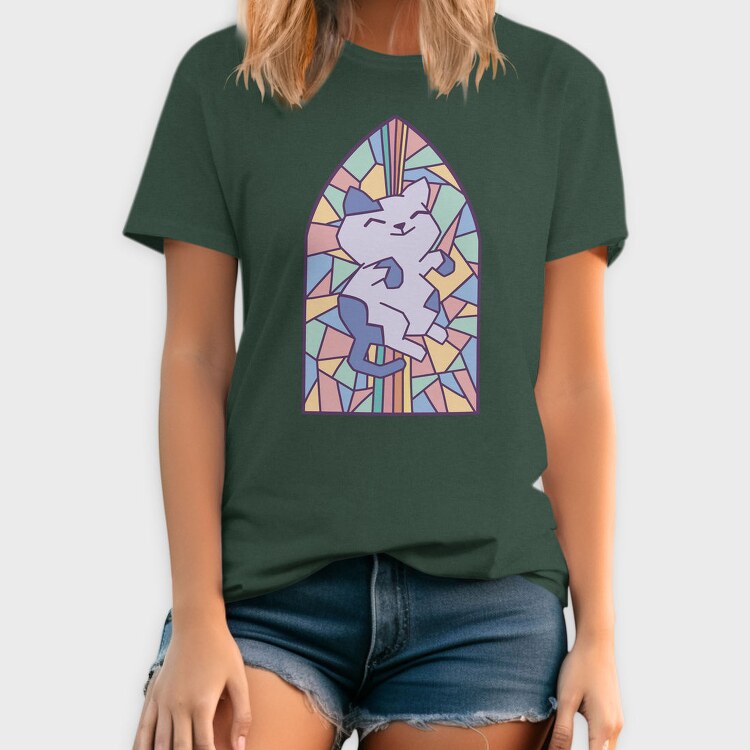 Cat In Church Window Style Py, Tricou Barbati (Unisex)
