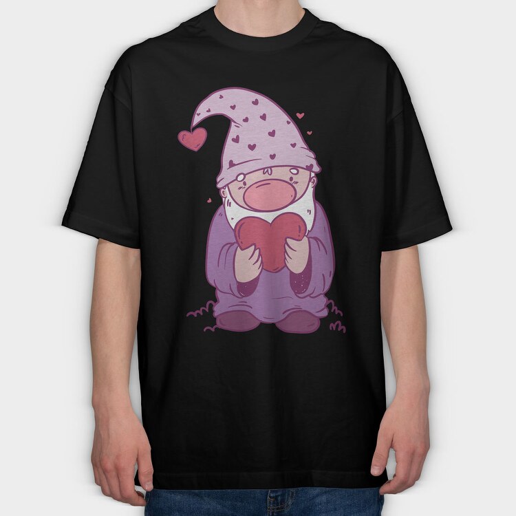Valentines Day Gnome, Tricou Oversize Barbati (Unisex)