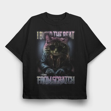 Cosmic Cat Dj Beat, Tricou Oversize Barbati (Unisex)