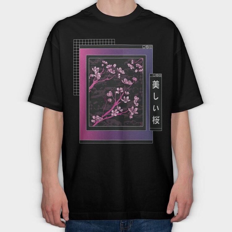 Sakura Tree Vaporwave, Tricou Oversize Barbati (Unisex)