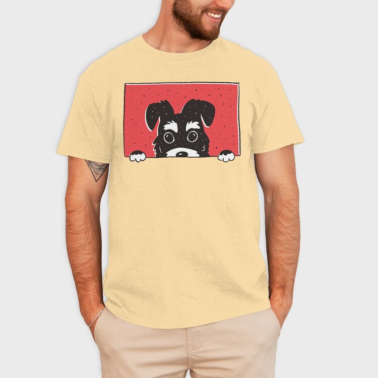 Peeking Schnauzer Dog, Tricou Barbati (Unisex)
