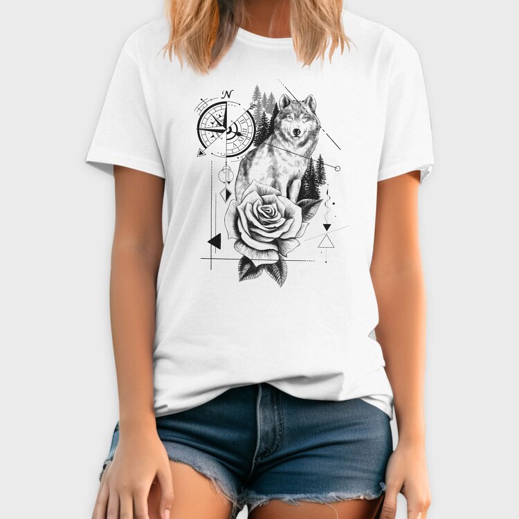 Compass Wolf, Tricou Barbati (Unisex)